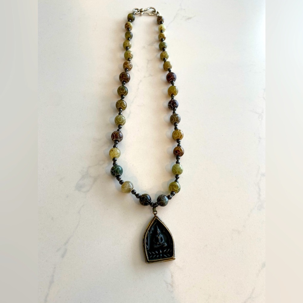 Beaded Buddha sterling necklace